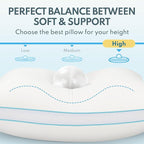 Bed Pillows Queen Size - Premium Luxury Hotel Quality Cooling Bed Pillows for Sleeping,Soft Fluffy & Memory Foam Filling,Support Loft Gusseted Bed Pillows for Side and Back Sleepers (High)