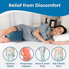 Inflatable Knee Pillow for Side Sleepers - Travel Knee Pillow - Leg Pillow for Side Sleeping - Hip, Back and Sciatica Pain Relief Pillow - Lightweight & Portable for Travel - Blue