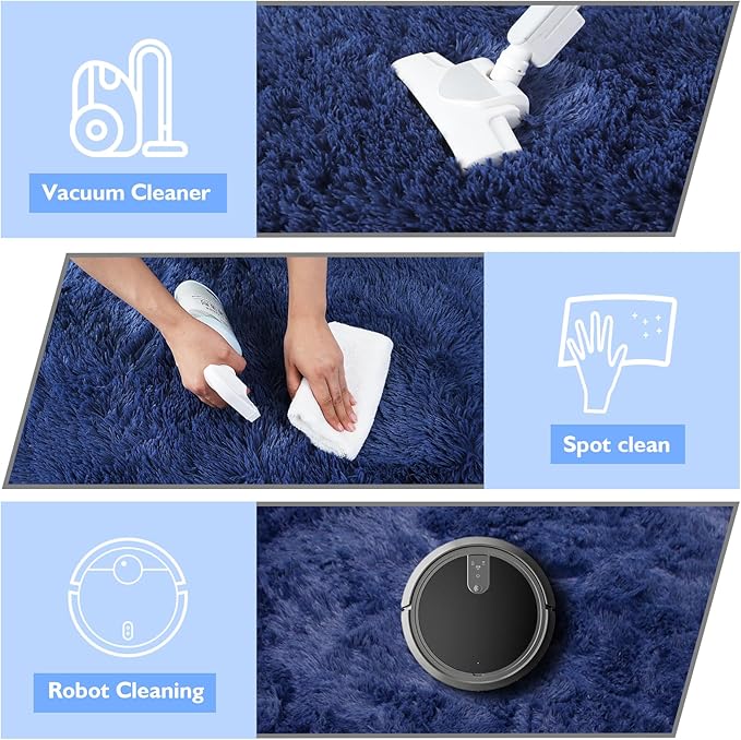 Shag Area Rug for Bedroom 4x6,Blue Fluffy Area Rugs for Living Room,Soft Fuzzy Rug Non-Shedding Indoor Plush Carpet for Kids Bedroom Nursery Dorm Home Decor