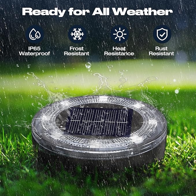 Mini Solar Ground Lights, 12 Pack Solar Lights Outdoor Waterproof, Upgraded LED Flat Landscape Lighting for Outside Pathway Garden Patio Yard Driveway,Cold White