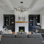 Modern Black Crystal Tree Branch Chandelier, 10-Light 30" Black K9 Crystal Chandeliers for Dining Room, Round Chandelier for Living Room,High Ceiling,Kitchen Island,Foyer,Staircase