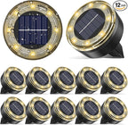 Mini Solar Ground Lights, 12 Pack Solar Lights Outdoor Waterproof, Upgraded LED Flat Landscape Lighting for Outside Pathway Garden Patio Yard Driveway,Warm White