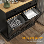 HOMCOM Tilt Out Laundry Hamper Cabinet with 2 Removable Baskets, Freestanding Bathroom Storage Cabinet with 2 Drawers, Trash Can Cabinet for Living Room, Laundry Room, Black