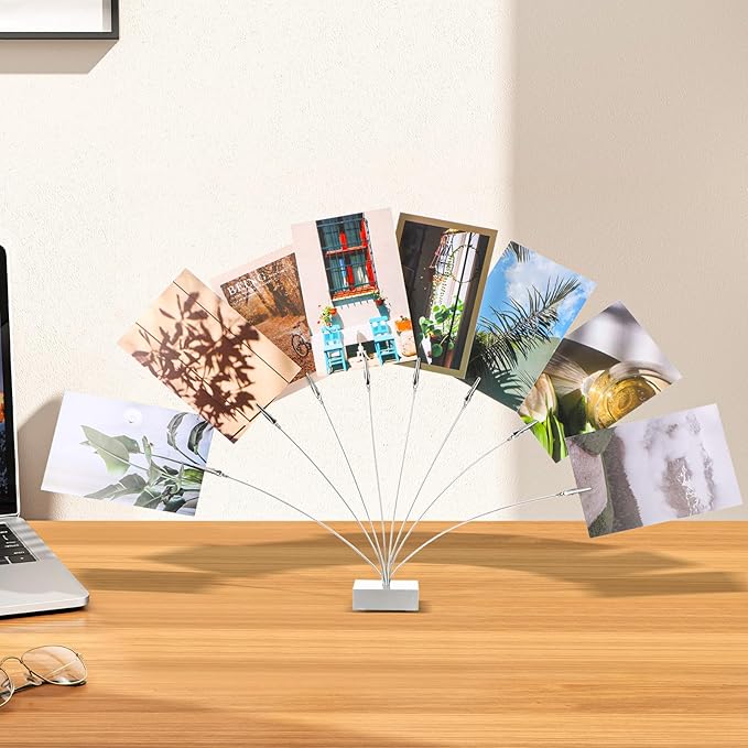 2 Pcs Photo Tree Holder Clip Cube Base,8 - Branch Money Trees Gift Card Holder with Clips,Picture Stand for Christmas Wedding Greeting Birthday Party Gift Silver