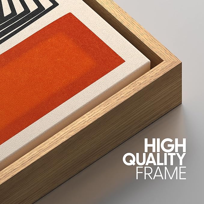 SIGNWIN Framed Canvas Print Wall Art Set Mid-Century Rising Sun & Color Blocks Abstract Geometric Illustrations Graffiti & Street Art Modern Art for Living Room, Bedroom, Office - 24"x36"x3 Natural