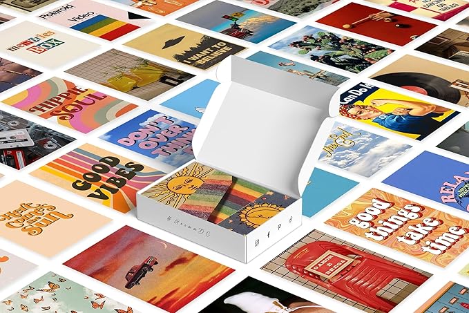 Y2K BOO Hippie Aesthetic Wall Collage Kit – 100 Multicolor Boho Retro Photos, 4"x6" Semi-Gloss Prints for Teen Girls Dorm Room Decor, Vintage 70s Wall Art, Birthday & Graduation Gift