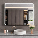 White Bathroom Mirror 40x30 Inch, White Metal Framed Bathroom Mirror for Wall, Rounded Rectangle Matte Bathroom Vanity Mirror, Tempered Glass, Anti-Rust, Horizontal/Vertical