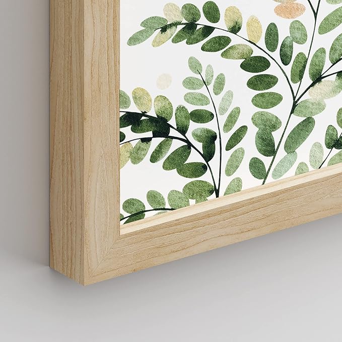 SIGNWIN Framed Green Pastel Forest Fern Leaf Wall Art, Set of 4 Collage Nature Garden Wall Decor Prints, Nature Wilderness Wall Décor for Living Room, Bedroom - 11"x14" Natural