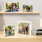 Acrylic Picture Frame 8x8, Clear Double Sided Frameless Photo Frame with Magnetic, Free Standing Desktop Acrylic Frame Display, Lucite Frame with Gift Box Package, 12+12mm Thickness - 1 Pack
