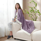 Snuggle Sac Buttery Purple Throw Blanket for Couch, Reversible Super Soft Knitted Blankets, Warm Cozy Knit Fuzzy Plush Lightweight Throws Dupes for Sofa, Bed, Picnic, Purple, 50 x 70 inches