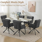 Fabric Dining Chair Modern Upholstered Swivel Dining Room Chairs Comfy Accent Armchair with Mid Back, Desk Arm Chair No Wheels for Kitchen/Living Room/Dining Room, Grey