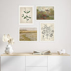 SIGNWIN Framed Poster Bathroom Decor 8"x10"x 4 White, Wall Art Room Decor Multicolor for Living Room, Bedroom, Office Autumn Spring Rustic Flower Landscape Classic Vintage Retro Illustrations