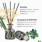 Brakula 2 Pack Reed Diffuser, Bamboo + Eucalyptus & Wild Mint (3.38 fl oz Each Pack), Home Fragrance with 12 Sticks,Bathroom Decor, Reed diffusers for Home