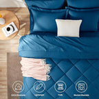 CozyLux King Size Comforter Set Teal - 7 Pieces Bed in a Bag King, Luxury Soft Bed Set for All Seasons, Bedding Set with Down Alternative Comforter, Sheets, Pillowcases & Shams