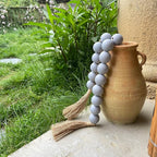 OMISHE Extra Large Wood Bead Garland Grey with 1.6" Diameter Wooden Beads and Tassels, 41" Long Rustic Farmhouse Country Decorative Beads for Home Farmhouse Decor, Grey