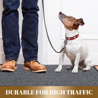 Yimobra Front Door Mat Outdoor Indoor Entrance, 100% Waterproof All-Season All Weather Doormat, Welcome Matt Outside Entry, Non Slip, Low Profile, Heavy Duty Patio Porch Floor Mat,29.5 x 17,Gray White