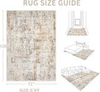 Area Rugs 6x9 Living Room: Washable Rug Modern Abstract Large Rugs Soft Non Slip Neutral Rug Stain Resistant Indoor Carpet for Bedroom Kitchen Dining Room Nursery Home Office Rugs(Blue Brown,6'x9')