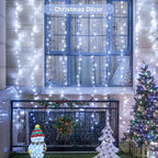 JMEXSUSS 300 LED 9.8x9.8Ft Curtain Lights Indoor with Remote, White Christmas Lights Plug in, 8 Modes White String Lights for Bedroom Wall Wedding Reception Dorm Party Backdrop Window Outdoor Decor