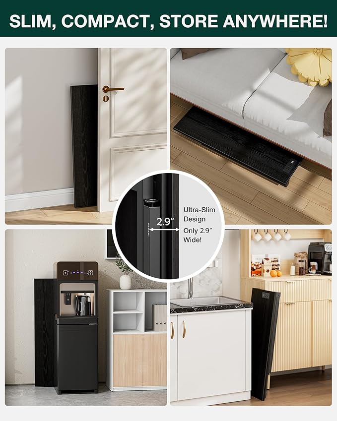 Frylr Small Folding Computer Desk – 35.8 Inch Portable Table for Craft and Study, Lightweight Desk for Small Spaces, Foldable Laptop Table Built-in AC/USB Outlets for Convenience, Dark Oak