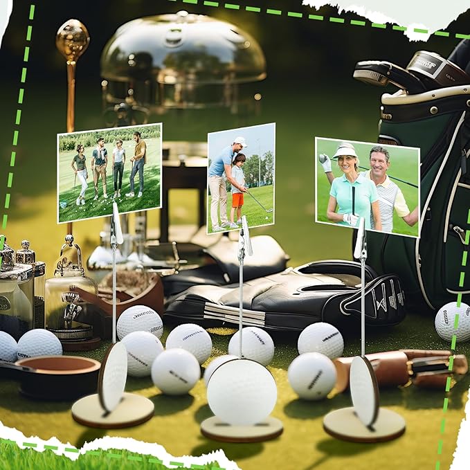 20 Pcs Base Memo Clip Holder Table Number Card Place Holders Stand Note Paper Clip Centerpieces for Table Party Favors Photo Stand Events Decoration(Golf)