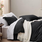 Bedsure Black Duvet Cover King Size - 3 Pieces Prewashed Cotton-Like Extra Soft Bedding Set, Includes 1 Duvet Cover 104x90 Inches with Zipper Closure & 2 Pillow Shams, Comforter Not Included