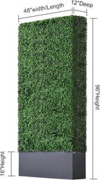 AGPL Upgraded Artificial Boxwood Hedge Wall with Dark Gray Stainless Steel Planter (96" Height 48" Width 12" Deep) Outdoor and Indoor Backdrop Divider Privacy Screen and Decorative Wall