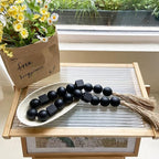 OMISHE Black Extra Large Wood Bead Garland with 1.6" Diameter Wooden Beads and Tassels, 41.5" Long Rustic Farmhouse Country Boho Decorative Beads for Home Decor Tiered Tray Decor