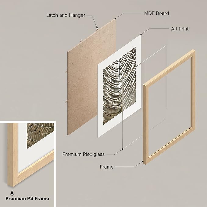 SIGNWIN Framed Poster Bathroom Decor 11"x14"x 4 Natural, Wall Art Room Decor Multicolor for Living Room, Bedroom, Office Autumn Spring Rustic Flower Landscape Classic Vintage Retro Illustrations