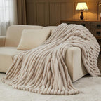 NEWCOSPLAY Faux Fur Twin Blanket Linen 3D Ribbed Plush Thick Warm Blanket for Couch Sofa Bed 850GSM (Linen Ribbed, Twin(60"x80"))