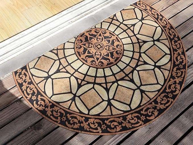 CHICHIC Entrance Door Mat Large 18 x 30 Inch Entry Way Doormat Front Door Rugs Outdoors Heavy Duty Welcome Mat Non Slip Rubber Back Low Profile for Garage, Patio, High Traffic Area, Semicircle