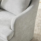 VKNOW Upholstered Dining Chairs, Modern Kitchen Chairs Dinner Chairs with 4 Casters, Linen Armchair for Bedroom Reading Room Living Room, Light Grey