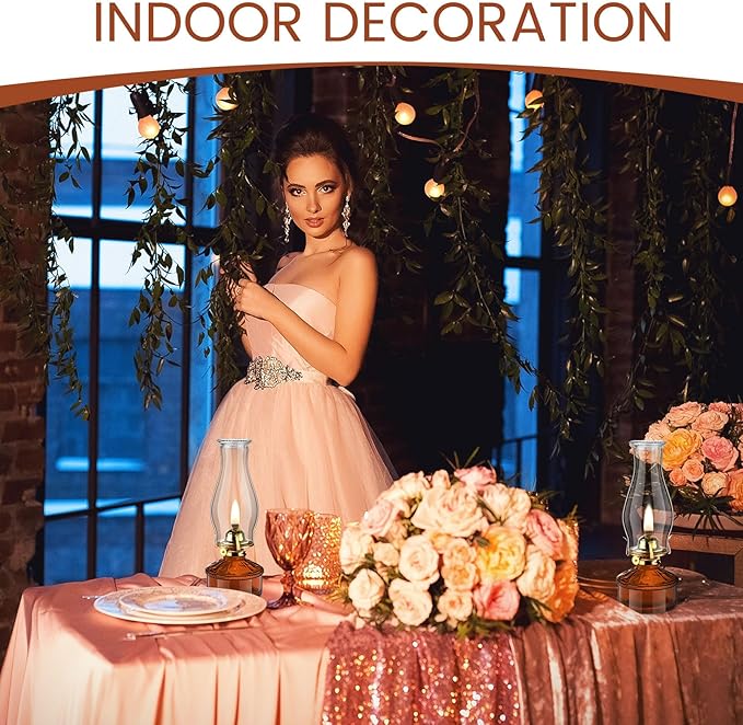 Tuanse 2 Pcs Oil Lamps for Indoor Use Vintage Hurricane Emergency Glass Oil Lamps Large Lantern Classic Decorative Oil Lamp for Home Tabletop Emergency Lighting Supplies(Brown)