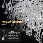 Branch Chandeliers Lights,8-Light Modern Crystal Chandelier Raindrop Luxury Chandelier Light Fixture for Dining Room Living Room,Kitchen Island D23.6in Farmhouse Chandelier