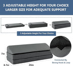 HOMBYS 3-in-1 Adjustable Height Wedge Pillow, 7" Height Leg Knee Pillow for Side Sleepers & Aligns Spine, Supportive Bolster Pillow for Pregnancy Relieves Pressure Hip Leg Elevation, 26", Dark Grey