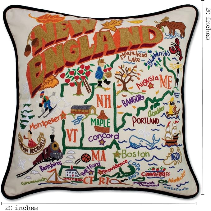 Catstudio New England Embroidered Decorative Throw Pillow