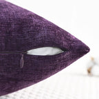 CaliTime Throw Pillow Covers Decorative 16 X 16 Inches Pack of 2 Cozy Chenille Cushion Cases for Couch Sofa Bed Living Room Home Plum Purple