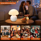 Mushroom Table Lamp, Ceramic Base with Milky White Glass Shade, Vintage Dimmable Bedside Nightstand Lamp for Bedroom, Reading, Home Décor, Gift for Friends White