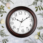 Wall Clock 10 Inch Battery Operated Silent Non-Ticking Wall Clock Vintage Retro Rustic Style Decorative for Bedroom Living Room Kitchen Home Office (Bronze)
