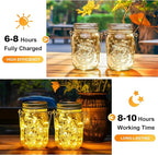 GIGALUMI Solar Mason Jar Lights, 12 Pack 30 Led String Fairy Lights Garden Lights Outdoor Waterproof Metal Lid Hanging Solar Lanterns for Outdoor, Garden, Patio, Lawn, Balcony Decoration