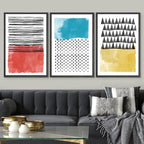 SIGNWIN Canvas Print Wall Art Squares and Abstract Line Art Geometric Line Illustrations Modern Art Mid-Century Modern Warm for Living Room, Bedroom, Office - 16"x24"x3 Black