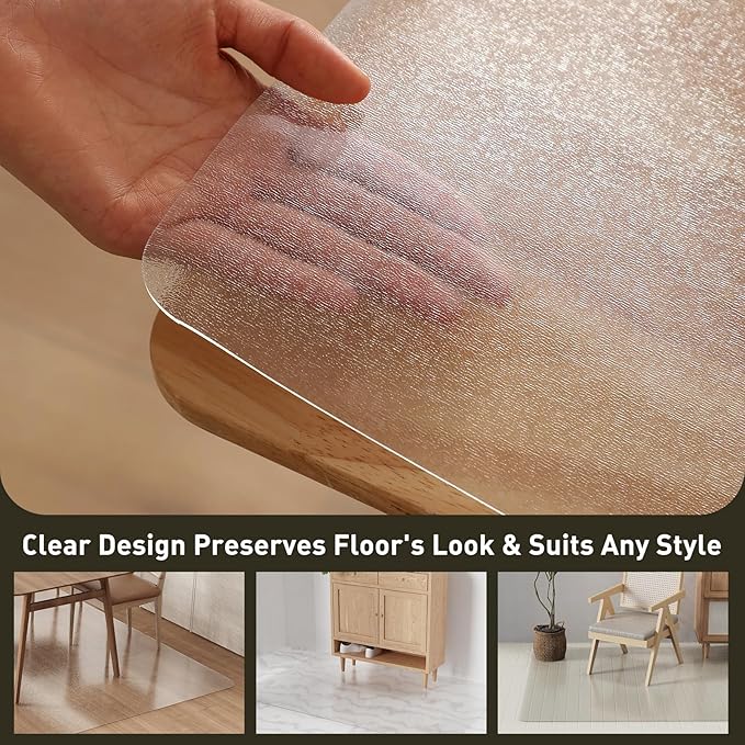 Clear Plastic Area Mat for Under High Chair, 3'×5' Large No Slip Waterproof Vinyl Floor Mat for Home, Anti-Spill Hard Floor Protector, Easy Clean Splat Mat