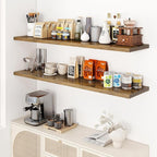 Dreamland 55" Floating Shelves for Wall, 12" Deep Slim Rustic Brown Floating Shelves, Wall-Mounted Shelves for Bedroom, Living Room, Kitchen, Bathroom - Set of 2