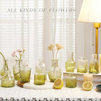 Glass Bud Vase Set of 30, Small Flower Vases, Glass Vases for Centerpieces, Vintage Home Table Decorations Bud Vases (30 Pcs, Green)