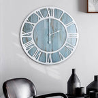 1st owned Wall Clocks for Living Room Decor,24" Vintage,Round Silent Non Ticking,Black Metal,Modern Wood Clocks for Home Bedroom,Kitchen,Garden,Office,Cafe,Modern Wall Decoration -Roman Numerals