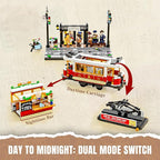 Heritage Tram and Station Lighting Building-Bricks Set - 1274 Pcs City Streetcar Modular Collection Old Town Downtown Display Model for Adults & Teens & Tram Enthusiasts