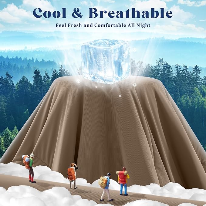 Cooling Comforter Queen Size, Double-Sided Cooling Blanket for Hot Sleepers & Night Sweats, Arc-Chill Q-Max > 0.4 Breathable Ice Blanket, Lightweight Cold Comforter (80''x90'', Brown)