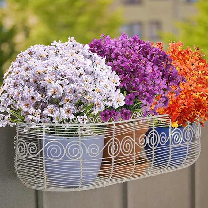 20 Bundles Artificial Flowers for Outdoors, UV Resistant Fake Flowers with Plastic Plants, Faux Silk Flowers for Planter outdoors, Fake realistic flowers For Window Box Front Porch Patio Decor-Red