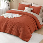 Andency Comforter King Size Set Burnt Orange, Terracotta Boho Fall Lightweight Bedding Comforters & Sets for King Bed, 3 Pieces Rust Tufted Bedding Set & Collections Soft Breathable All Season