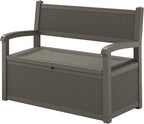 70 Gallon Storage Bench Deck Box for Patio Furniture with Armrest Bench Outdoor Storage