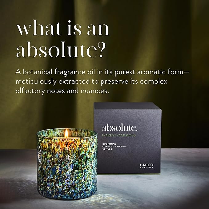 LAFCO New York Signature Candle, Forest Oakmoss - 15.5 oz - 90-Hour Burn Time - Reusable, Hand Blown Glass Vessel - Made in The USA